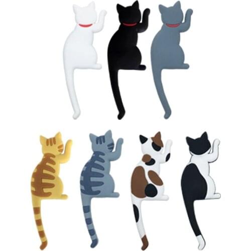 1Pcs Refrigerator Sticker Home Decoration Multifunction Storage Fridge Magnet Hanging Stationery Cartoon Kitty Hook Free Bending