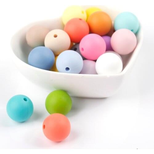10pcs 15mm Silicone Round Baby Teether Beads Chewing Bpa Free Infant Teething Jewelry Accessories Infant Pacifier Chain Feeding