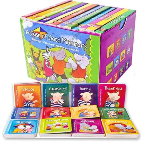 12 books/set A Case of Good Manners English board book children educational picture story pocket book 11*11cm for 2-6 years kids