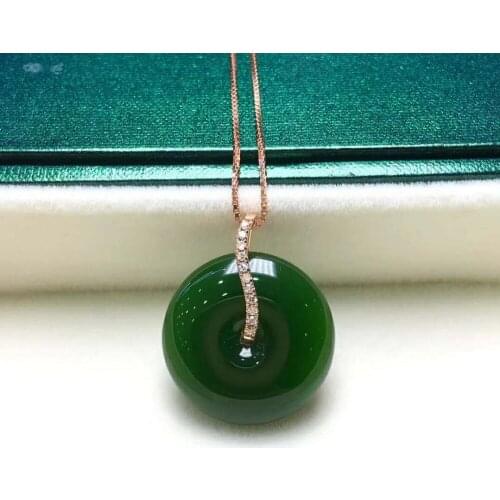 18K gold inlaid Hetian Biyu safe buckle pendantJ43