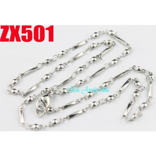 2.5mm beads and rhombus shape chain stainless steel necklace womens mens religious necklace fashion jewelry 20pcs ZX501