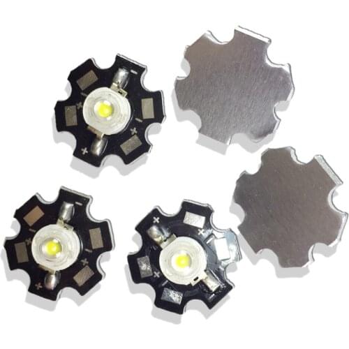 200PCS/LOT 1W high power white LED light-emitting diode lamp beads with aluminum plate fins 110-130 LM ( lumens ) for DIY lights