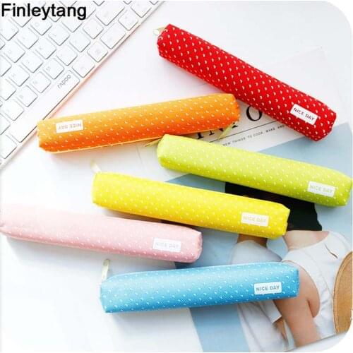 2020 Kawaii Small Canvas Pencil Case School Cute Fashion Pencil Bag School Supplies Student Stationery Gift Candy Pencil Box