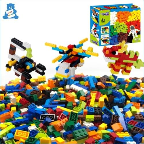 300-1000pcs Small Building Blocks City Classic Bricks Assembly DIY Base Plates Block Model Figures Educational Toys for Children