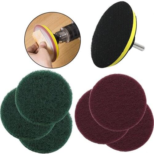 4 Inch Self-adhesive Disc Wheel Polishing & Drill Rod 8pcs /set Thick Round Fiber Car Paint Care Polishing Pad 100mm + 8mm Rod