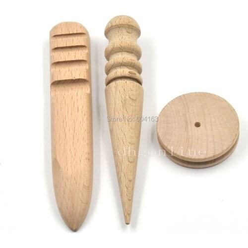 5 Pcs Leather crafts Wood Edge Slicker Multi-Size Burnisher Trimming tools Round Flat