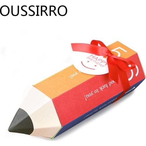 5Pcs Creative Cartoon Pencil Candy Boxes Wedding Gifts for Guests Bridal Shower Birthday Party Candy Box Favors Decoration