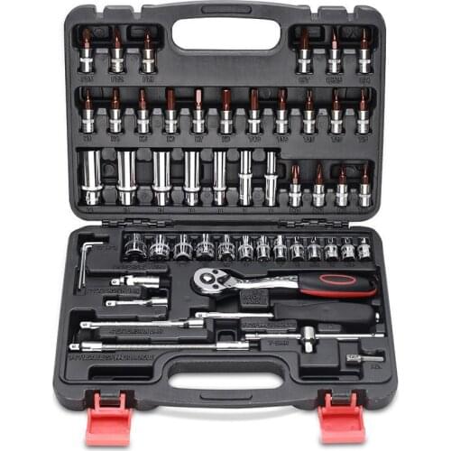 53pcs Professional Tool Box Spanner Socket Set Screwdriver Wrench Ratchets Set Kit Car Repair Tools Combination Hand Tools Set