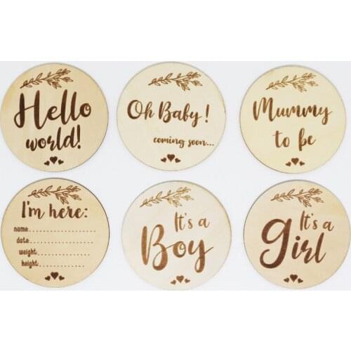 6Pcs Wooden Baby Month Milestone Cards Newborn Birth Month Birthday Milestone Wooden Shower Baby Kids Photography Props Toy Gift