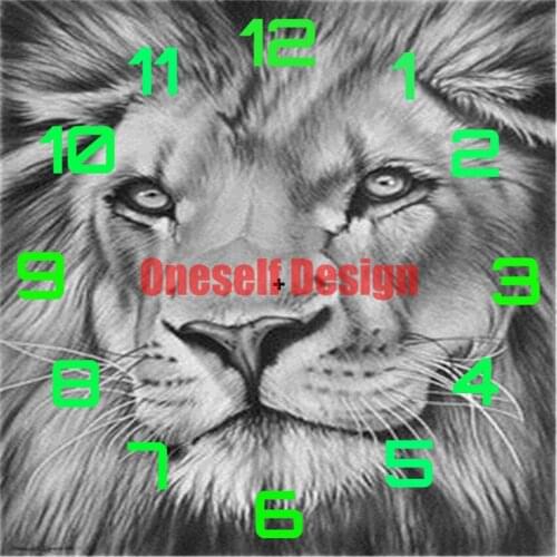 2021 5d diamond painting cross stitch clock lion diamond painting clock diamond embroidery diy frame wall sticker diamond mosaic