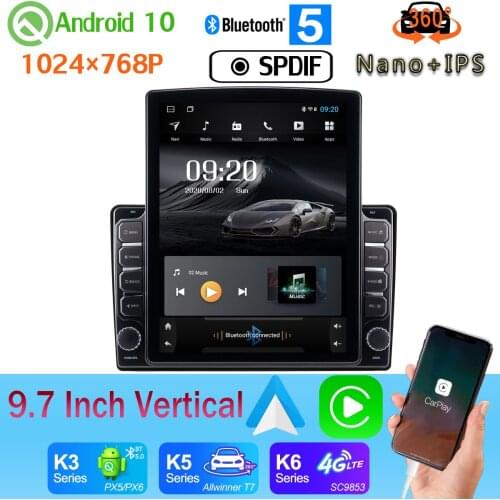 Android auto 9.7" Vertical Style Car Media GPS CarPlay Android 10 360 Camera Radio For Renault Duster Dacia 2014-2018 PX6 4+64G