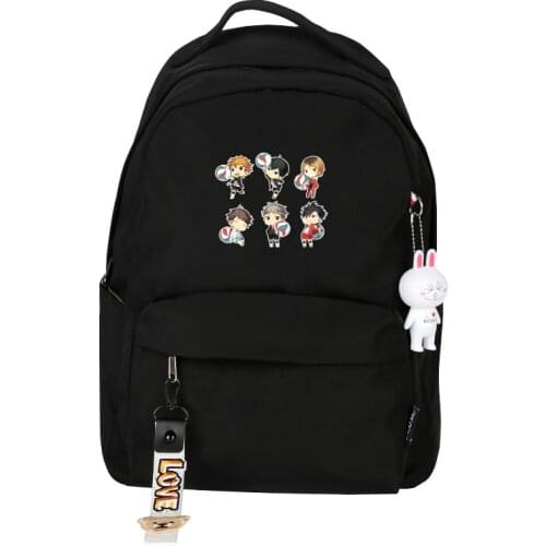 Anime Haikyuu Karasuno VBC Women Backpack Kawaii Pink School Bags Nylon Bookbag Cartoon Travel Bagpack Small School Rugzak
