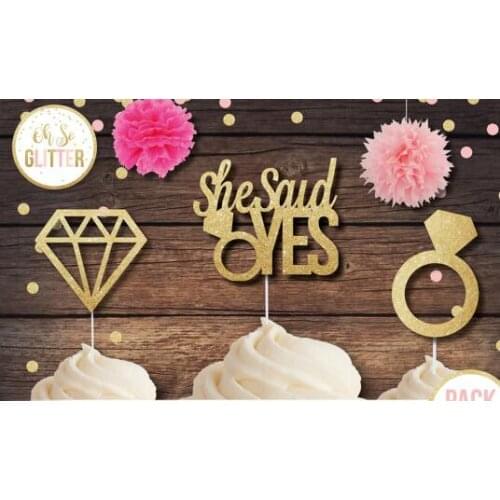 Glitter she said yes, future mrs Cupcake Toppers Party Supplies wedding birthday toothpicks cake topper decorations