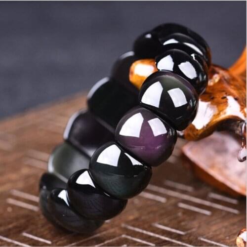 Drop Shipping Natural Obsidian bracelet Round color obsidian Oval Bangle Gift For Women Jade Jewelry