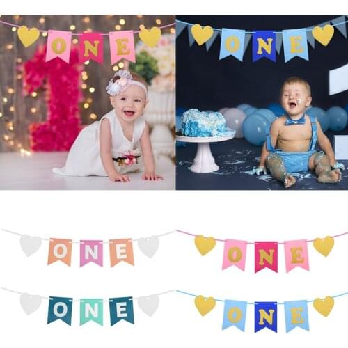 Paper Garland Banners Bunting Flag One Years Old Happy Birthday Banner Boys Girl Baby Shower Decor Birthday Party Supplies Decor