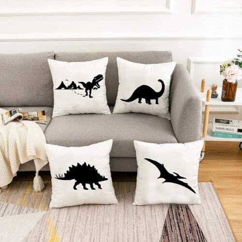 Black Dinosaur Print Pillowcase Cool Animal Pillow Covers Decorative Cushion Cover Decor Home Living Room Sofa Pillows 45x45cm