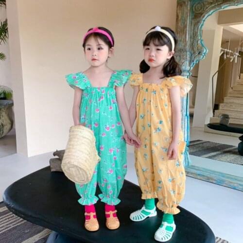 Girls clothes jumpsuit sweet floral summer Conjunction pants 2-8years old baby Korean leisure sports high-quality child clothing