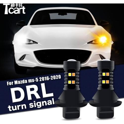 For Mazda MX5 MX-5 (ND) 2015 2016 2017 2018 2019 2020 2PCS Led drl Daytime Running Light Turn Lights 2IN1 Car accessories