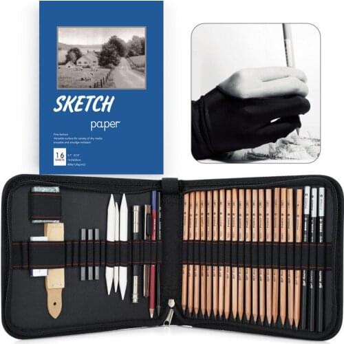Sketching Pencils 37 Piece Drawing Sketching Pencil for Beginners Include Graphite Pencils Charcoal Pencils Erasers & Sharpeners