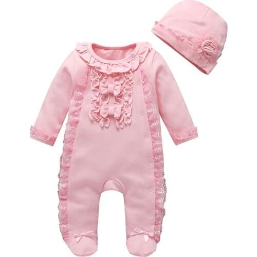 Baby Rompers Girl One Piece Romper+Hat Autumn Winter Long Sleeve Jumpsuit Cotton Toddler Clothing Infant Rompers Kids Jumpsui 30