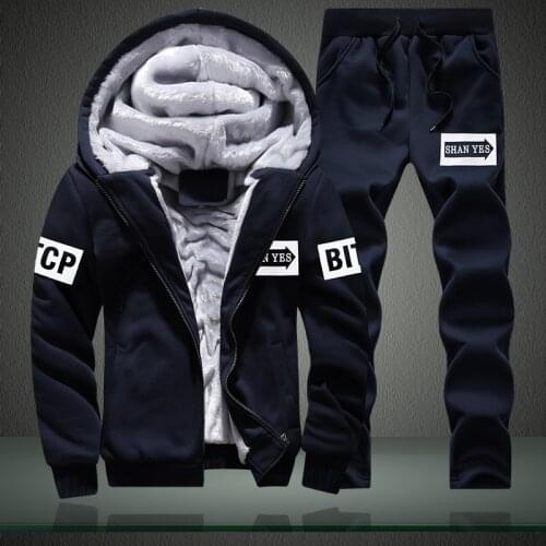 Tracksuit Men Jogging Suit Patchwork Hoodies Set Male Fleece Hoodies+Pants Workout Two Piece Sets Sportswear Clothes for Men
