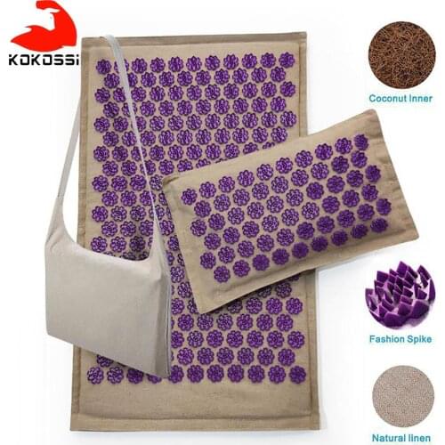 KoKossi Massage Yoga Mat Triangle Lotus Acupuncture Massage Mat With Pillow Relieve Stress Back Body Pain Yoga Mat