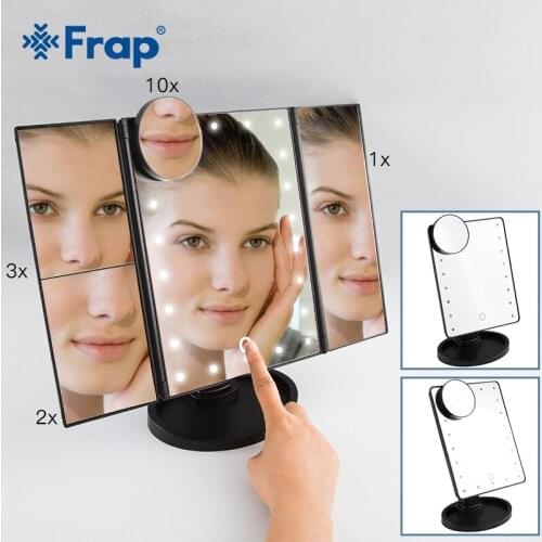 FRAP Bath Mirrors LED modern bathroom make up mirrors black magnification mirrors bright USB use mirrors bathroom accessories