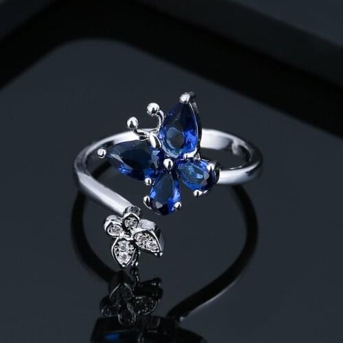 Trendy Creative Crystal Butterfly Ring For Women Unique Multiple Colour Finger Rings Party Jewelry Accessories Gift