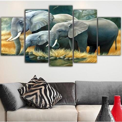 Modular Canvas Elephant Pictures Painting Home Decor Animal Prints Wild Outdoors Poster Living Room Modern Frame Wall Artwork