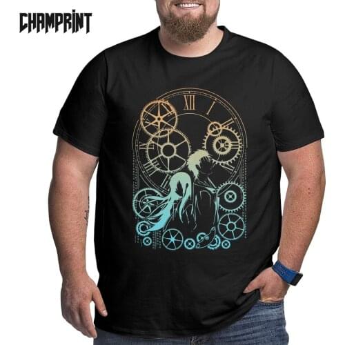 Time Steins Gate T Shirt Men 100% Cotton T-Shirts Round Neck Anime Okabe Kurisu Camisas Big Tall Tee Shirt Short Sleeve Clothes