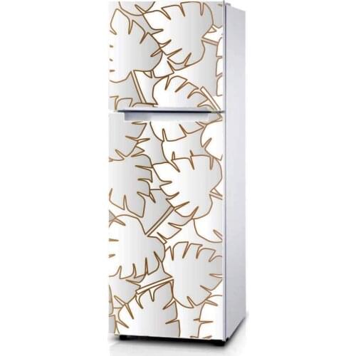 Fridge Sticker 3D Leaves Art Refrigerator Dishwasher Door Wrap Kitchen Wallpaper Accessories Modern 3d Wall Stickers