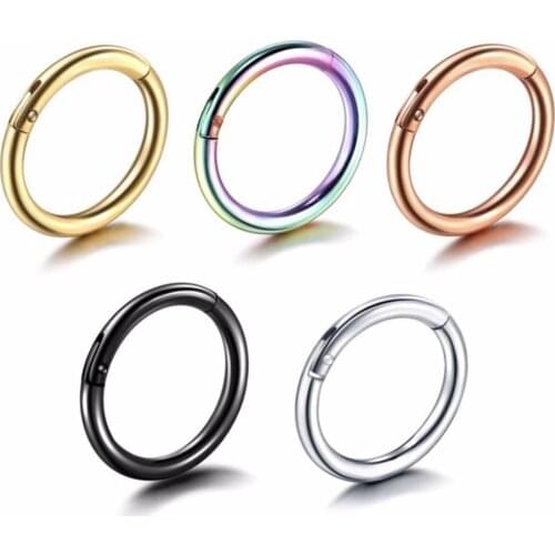 Nose Piercing10PS/lot 316L Stainless Steel Women/man Hinged Segment Nose Ring Earring Nipple Clicker Ear Septum Piercing Jewelry