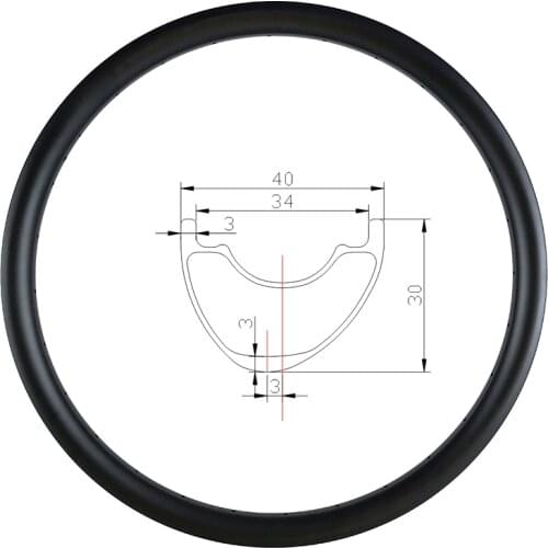27.5er 650B 40mm hookless MTB DH downhill mountain carbon rim 30mm deep 3K UD 12K matte glossy clincher tubeless 24H 28H 32H 36H