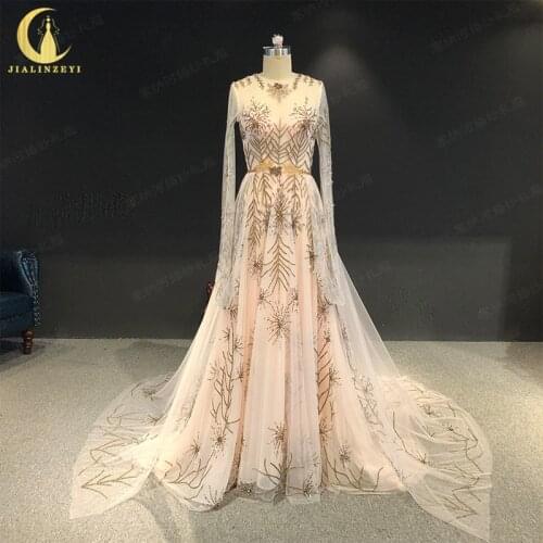 Rhine Real picture Zuhair Murad Pink Tulle With Brown Beads A-line платья женские dress women evening dress long formal dresses