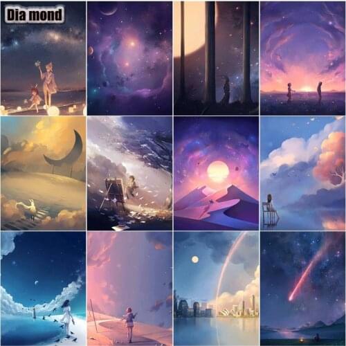 Full Square/Round Diamond Embroidery Meteor Landscape Mosaic Cross Stitch 5D DIY Diamond Painting Moon Home Art Decoration