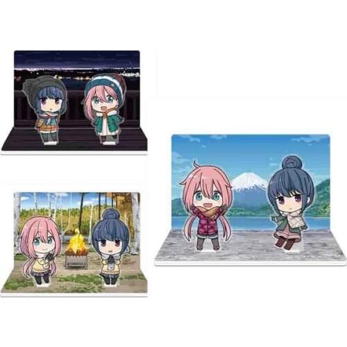 Hot Anime Laid-Back Camp Inuyama Aoi Shima Rin Kagamihara Nadeshiko Acrylic Scene Stand Figure Model Plate Cartoon Tabletop Toys