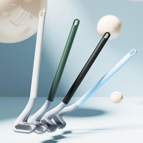Silicone Toilet Brushes Long Handle Toilet Cleaning Brush Bathroom Toilet Cleaning Bendable Silicone Head Bathroom Accessories