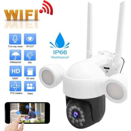 Surveillance System 1080P Wifi PTZ Camera 48 Lights Motion Detection Full-Color Nigh 2-Way Audio IP66 Waterproof 100-240V