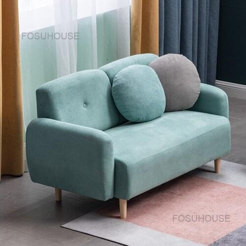 Nordic Flannel Single Living Room Sofas Small Bedroom Female Cloth Sofa Armchair Solid Wood Luxury Modern Sofa Home Furniture