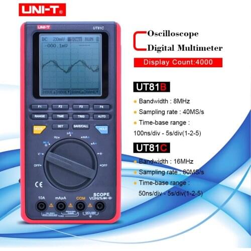 UNI-T UT81B/C handheld digital oscilloscope multimeters 8MHz/16MHz 4000 Counts Scope Digital Multimeters USB Interface PC Soft