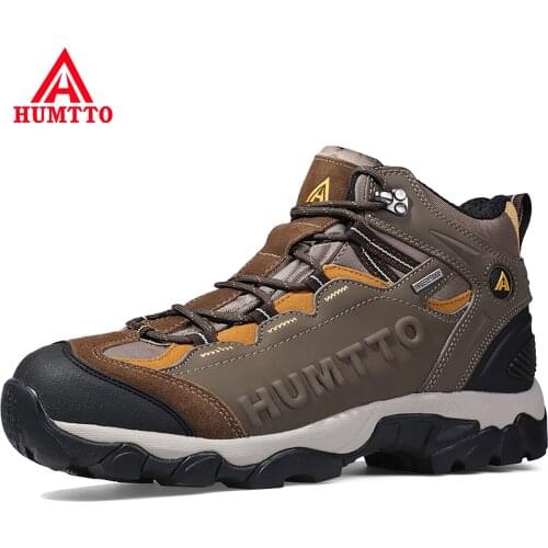 HUMTTO Waterproof Hiking Boots Breathable Leather Sport Mountain Trekking Shoes for Men Outdoor Climbing Walking Mens Sneakers