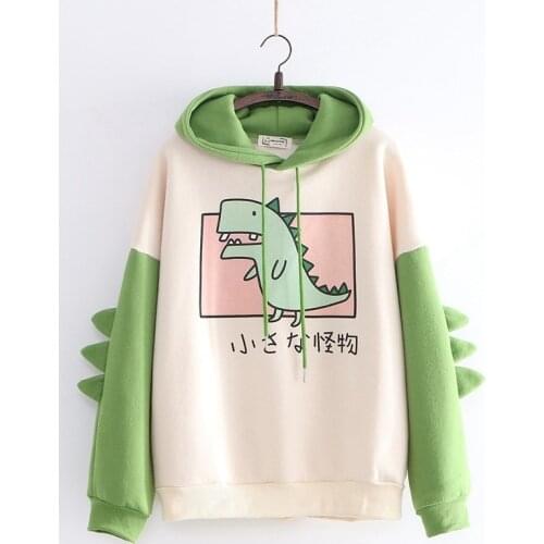 New Cute Dinosaur Womens Hoodies Plus Size Sweatshirt Pullovers Tops Harajuku Hooded Girls Female Teens Hooded Clothes Hood