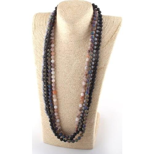 Fashion Bohemian Jewelry Long Knotted Natura Druzy Bead Necklaces For Women Necklace