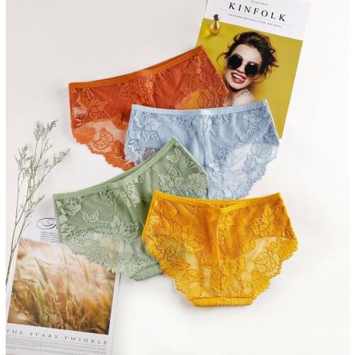 Womens Underwear Sexy Lace Panties Fashion Hollow Out Comfort Briefs Low Waist Seamless Underpants Female Transparent Lingerie