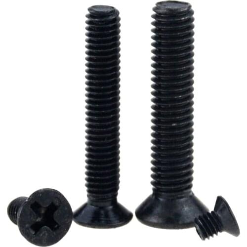 100PCS M1.2*3 4 5 Black Carbon Steel Cross Phillips Flat Countersunk Head Screw Bolt M1.2x3 M1.2x4 M1.2x5