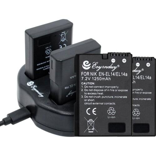 4PACK EN-EL14A battery & 1pcs dual charger EN-EL14 For Nikon D5200 D3100 D3200 D3400 D5100 P7000 P7100 P7700