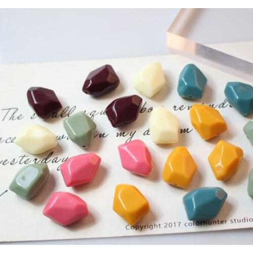 Spring style 50pcs/lot color print geometry polygon shape fashion beads diy jewelry earring/bracelet/garment pendant accessory