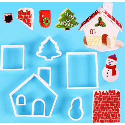 7pcs/Set Snowman Cookie Cutter Cake Mold Biscuit Fondant DIY Cake Kitchen Cooking Kitchen Baking Tools Cake Cookie Mold Biscuit