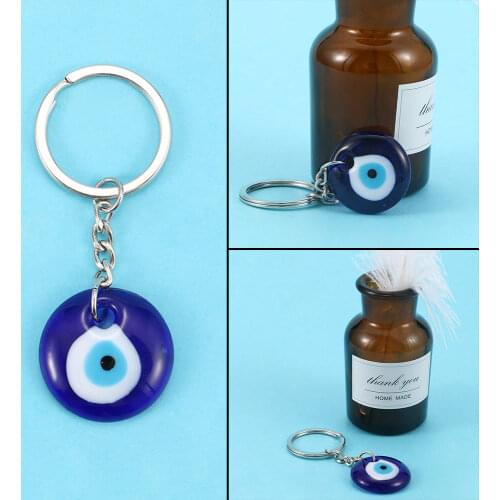 30mm Fashion Lucky Turkish Greek Blue Eye Charm Pendant Gift Fit Jewelry DIY Keychain Car Key Chains Ring Holder Accessories