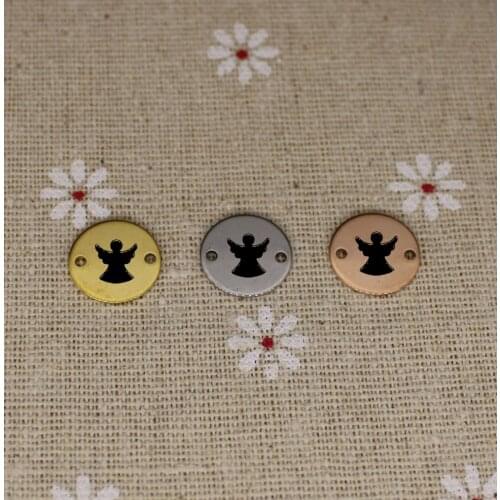 Two Hole Angel Tag Stainless Steel Charms for Diy Bracelet Making 20pcs/lot